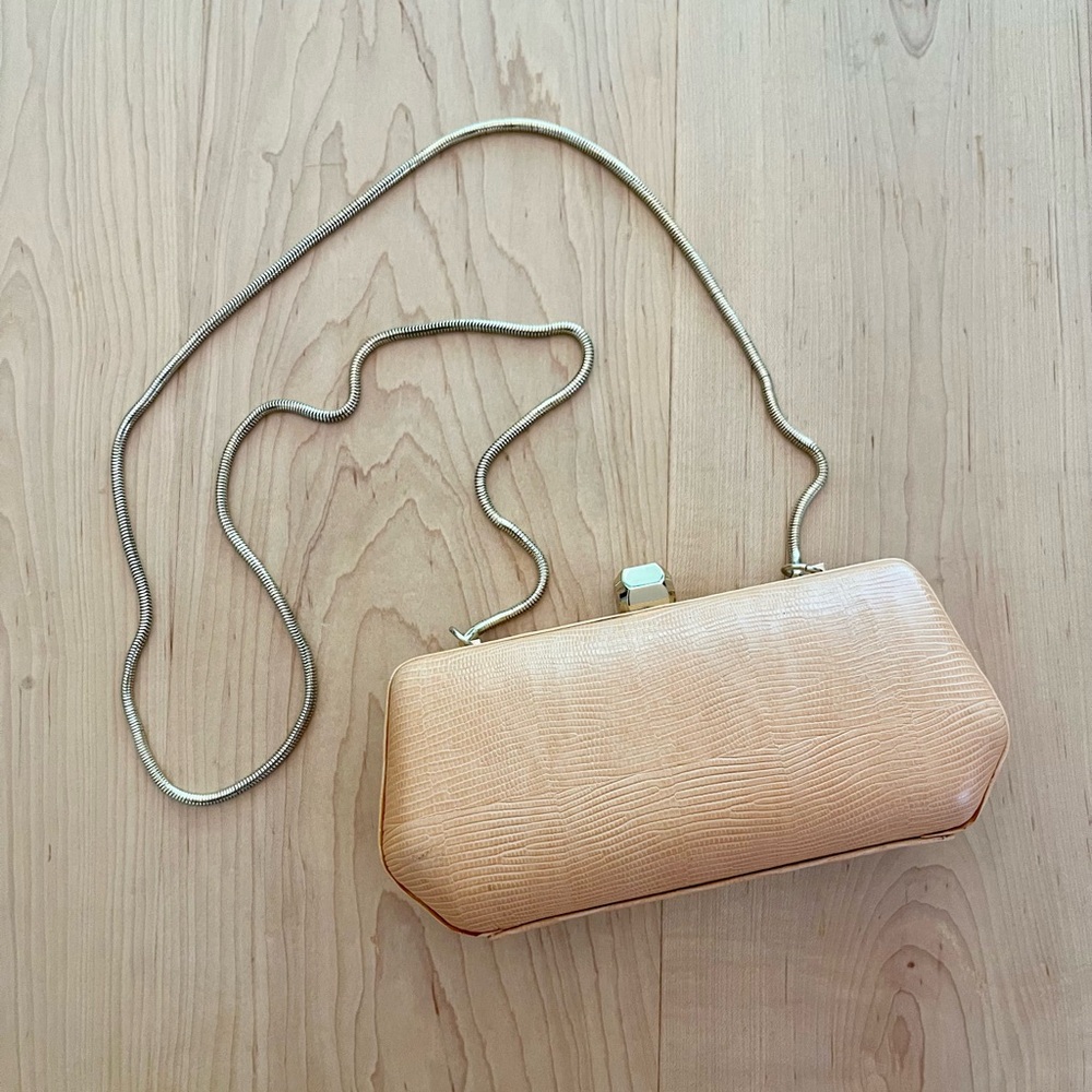 Rebecca Minkoff Peach Clutch Crossbody Evening Bag leather J Crew Kate Spade